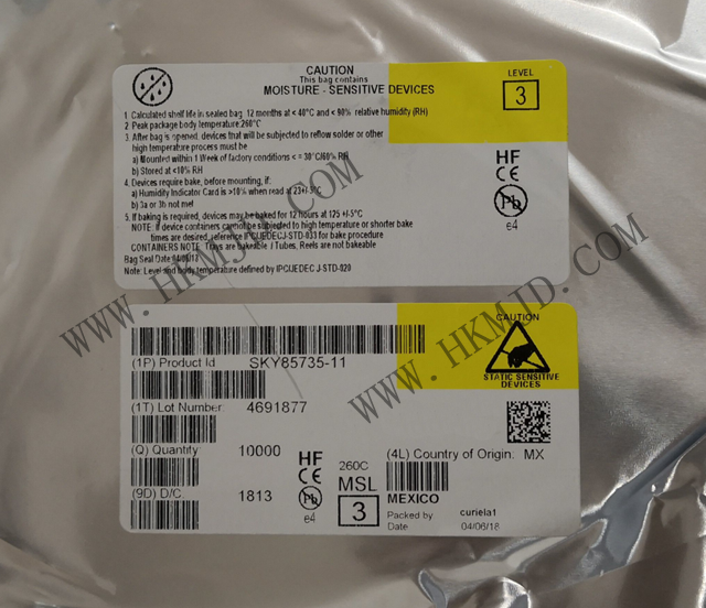 （分銷Skyworks）射頻前端《SKY85735-11》5 GHz、802.11ac 前端模塊