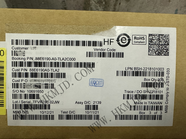 （Marvell）供應以太網 88E6190-A0-TLA2C000 以太網IC芯片 全新原裝
