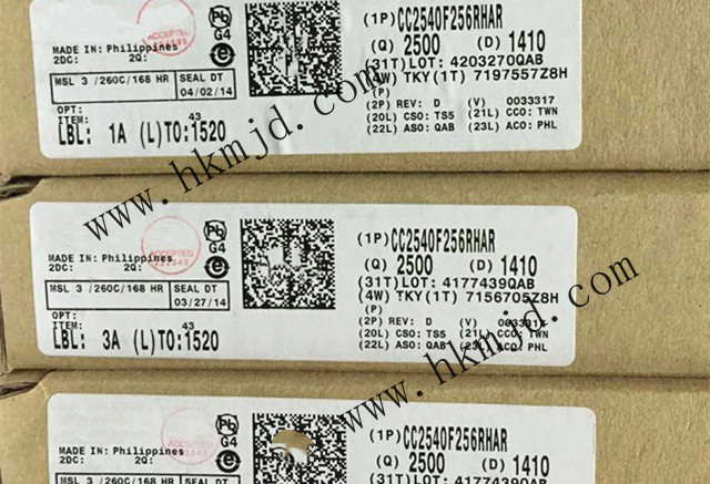 配備256kB 閃存，8kB SRAM【CC2540F256RHAR】——帶 USB 的低功耗 Bluetooth?無線MCU